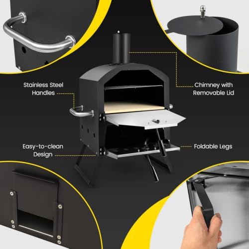 LDAILY Outdoor Pizza Oven, Wood Fired 12 Inch Pizza Maker - Image 7