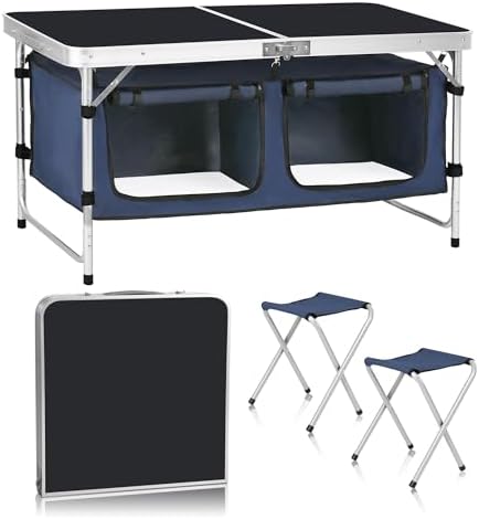 Camp Field Camping Folding Aluminum Table with Adjustable Legs for Outdoor Travel Beach, Backyards, BBQ, Party and Picnic Foldable Table by CampField