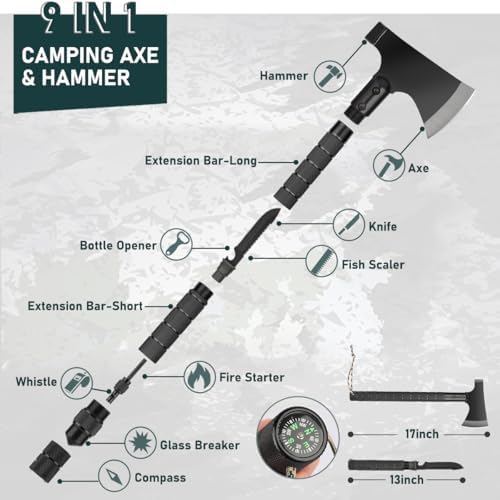 Survival Kit, 262Pcs Survival Gear and Supplies with First Aid Kit Pouch and Crossbody Bag, Emergency Kit with Tent, Camping Axe Hammer, Survival Shovel w/Pick, Bug Out Bag Gifts for Men Women - Image 3