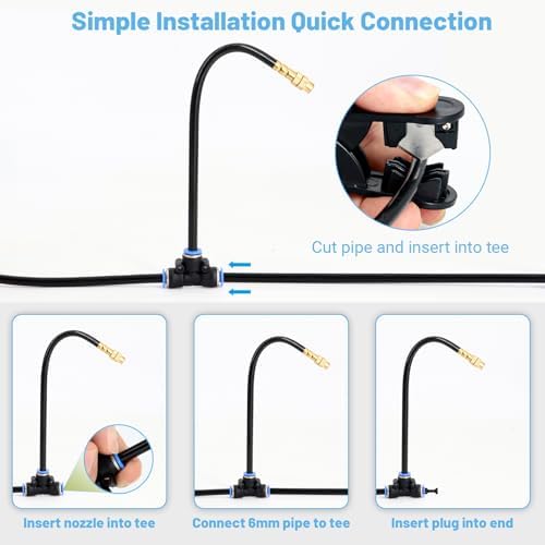 Thiswing 100FT Drip Irrigation System with Smart Water Timer, 1/4" Tubing Automatic Misting Watering Kit with 18Pcs 360° Adjustable Nozzles, Garden Sprinkler for Yard, Lawn & Outdoor Plants - Image 7