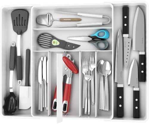 Simple Houseware Expandable Kitchen Drawer Flatware Organizer, White by SimpleHouseware