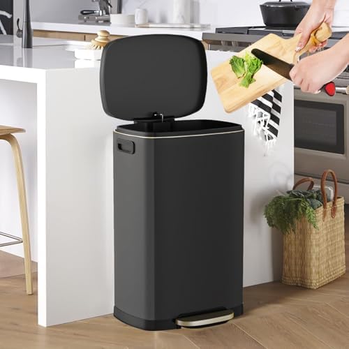 ELPHECO Kitchen Trash Can with Lid 13 Gal Stainless Steel Pedal Garbage Can - Image 3