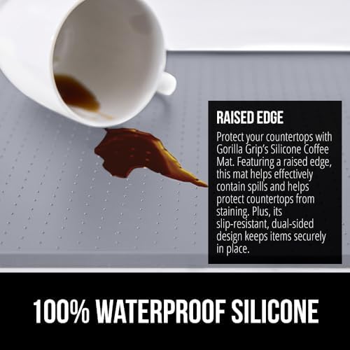 GORILLA GRIP Silicone Coffee Mat, Espresso Bar Essentials, 18x28, Gray - Image 3