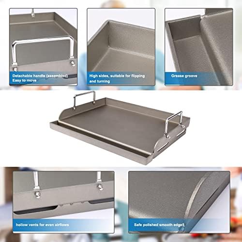 17" Flat Top Griddle for Gas Grill, Cast Iron Grill Plate Insert 17x13 Inch Griddle Cooking Plate Compatible with Weber Charbroil Camp Chef for Outdoor BBQ - Image 6