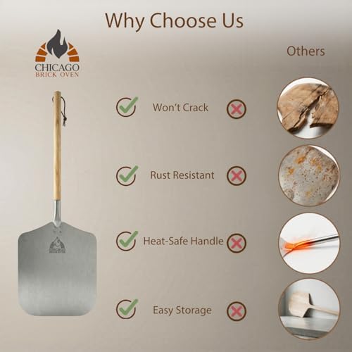 Chicago Brick Oven 12 x 14 Aluminum Pizza Peel with Detachable Handle - Image 6