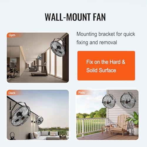 VEVOR 18 Inch Wall Mount Fan, Waterproof, 3-Speed, 4000 CFM, 2 Pack - Image 6