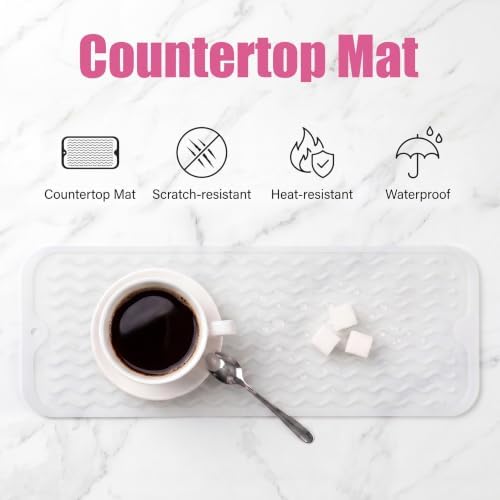 MicoYang Silicone Dish Drying Mat for Multiple Usage,Easy clean,Eco-friendly,Heat-resistant Silicone Mat for Kitchen Counter,Sink,Bar,Bottle,or Cup Translucent M 17 inches x 6 inches - Image 3