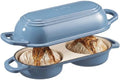 Enameled Cast Iron Bread Loaf Pan with Lid,Double Sourdough Baking Pan-Blue by RYEDE