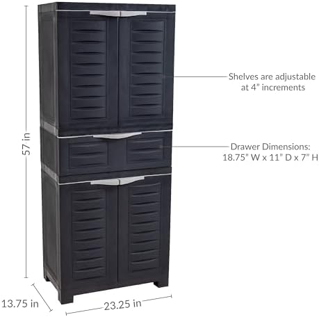 Sunnydaze 57" Garage Storage Cabinet with Doors & Shelves, Charcoal - Image 2