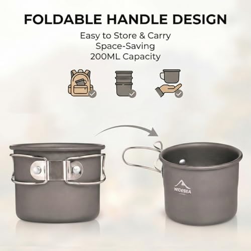 Widesea Camping Cookware Sets for 1-2 Person, Compact Backpacking Cookware with Pots, Stove, Mug and Outdoor Cooking Accessories - Image 5