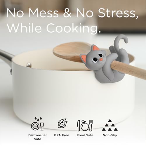 Itera Gray Silicone Cat Spoon Rest Kitchen Gadget - Image 2