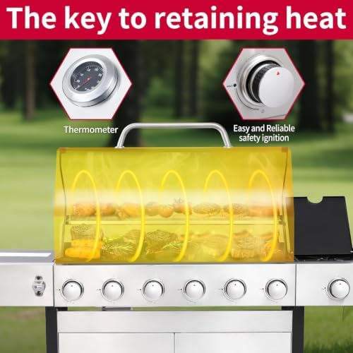 6-Burner Propane Gas Grill and Griddle Combo with Side Burner - Image 5