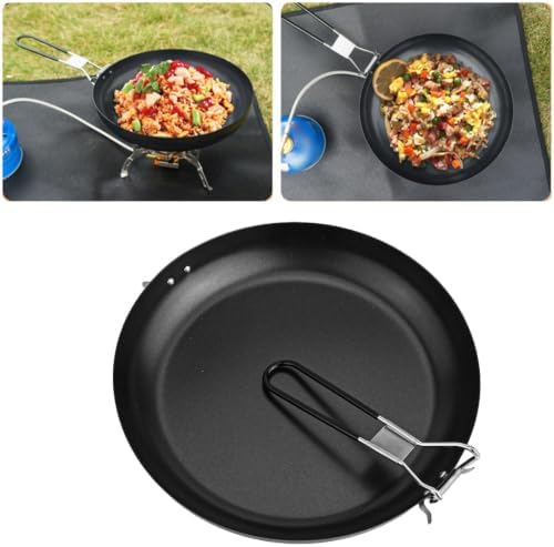 Camping Frying Pan Coated Folding Handle Iron Outdoor Cooking Cookware Skillet Storage Bag Set Hiking Climbing Picnics Fireplace Bushcraft (12 inches) - Image 2