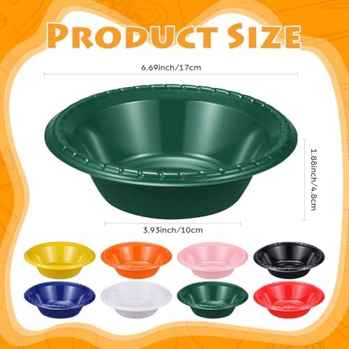 24 Pack 16oz Dark Green Disposable Plastic Bowls Dessert, Ice Cream, Salad, Soup Serving Cups for Party, Picnic, Food Snacks (Dark Green) - Image 2
