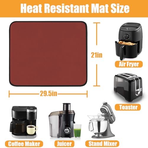 TOHONFOO Heat Resistant Mats for Countertop & Air Fryer, 29.5x21 in, Red - Image 5