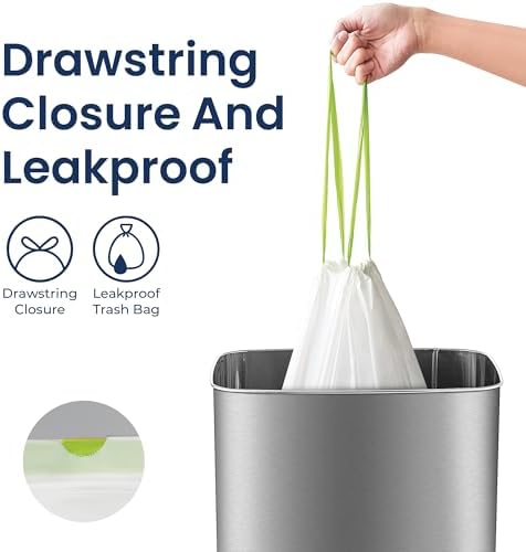 Ninestars Extra Strong White Trash Bags with Drawstring, 6 Gallon Total 120 bags, Small Drawstring trash bags (6 Gallon 120 ct) - Image 3