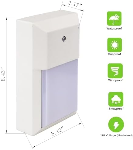 LIT-PaTH Outdoor Wall Light Fixture, Aluminum, LED 5000K, White, 2 Pack - Image 3