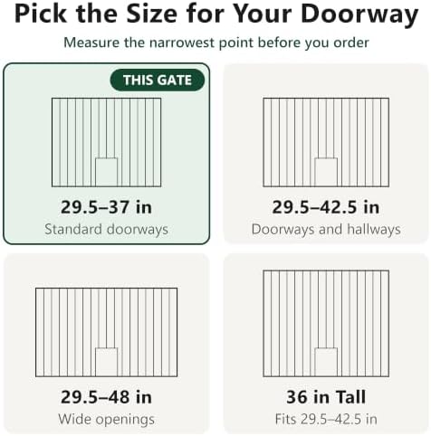 Dog Gate with Adjustable Cat Door, 29.5-37 in Wide, Black - Image 2