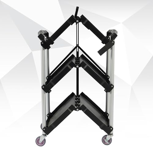 ELEVON Portable Folding Collapsible Service Cart Foldable Service Cart 3 Tier Collapsible Push Cart Folding Utility Carts with Wheels for Office Warehouse Home, Black - Image 4