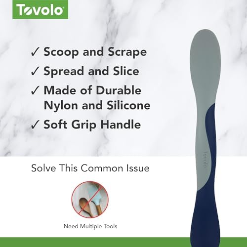 Tovolo Mini Scoop and Spread Tool for Kitchen Meal Prep Small Sandwich Spreader Spatula for Peanut Butter Jelly, Silicone BPA Free Dishwasher Safe Scooper Spreader, Deep Indigo and Oyster Gray - Image 4