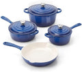 Nonstick Enameled Cast Iron Cookware Set, 4-Pcs Pots and Pans with Lid by QuliMetal