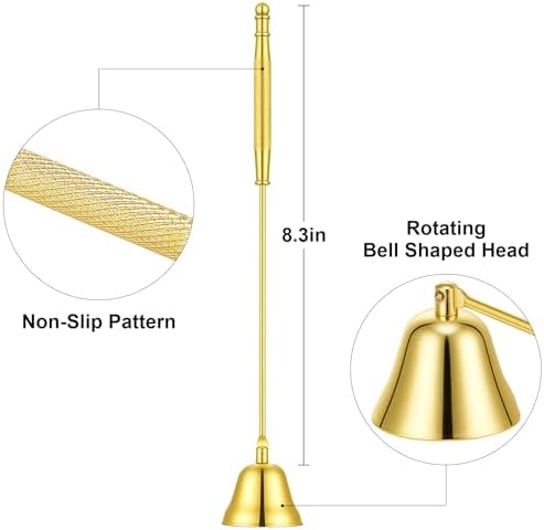 Vaincre Gold Stainless Steel Candle Snuffer with Long Decorative Handle - Image 3