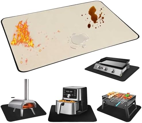 Heat Resistant Mats for Countertop and Grill Table, Fireproof Grill Mats for Outdoor Grill, Under Griddle BBQ Mat, Portable Charcoal Grill, Air Fryer, Gas Grill,Beige,24 x 31 inch by Unknown