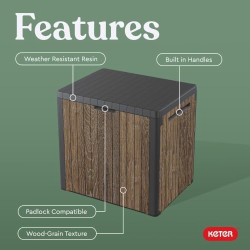 Keter Premium Everwood 30 Gal Outdoor Storage Box and Patio Side Table - Image 4
