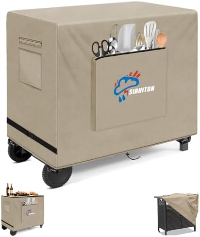 SIRUITON 600D Outdoor Bar Cart Cover for 48" Portable Outdoor Table by SIRUITON