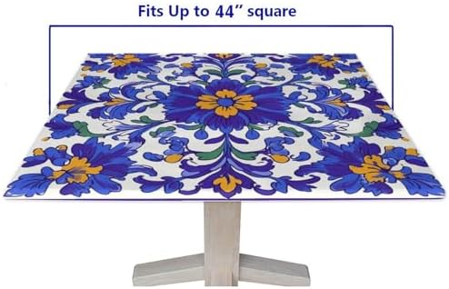 Square Elastic Tablecloth, Mexican Talavera Pattern Printed on Washable Patio Table Cover Square, Great for Outdoor Picnics Patio Lunch, Fit for 44" x 44" Square Tables - Image 5