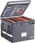 ENGPOW 5200°F File Box Fireproof Document Box with Lock,Heat Insulated Collapsible File Storage Organizer Box with Handle,Portable Home Office File Cabinet for Hanging Letter/Legal Size Folder, Gray by ENGPOW