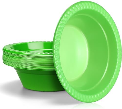 30 Pack 12 oz Green Disposable Plastic Bowls Dessert, Ice Cream, Salad, Soup Serving Cups for Party, Picnic, Food Snacks (Green) by Unknown