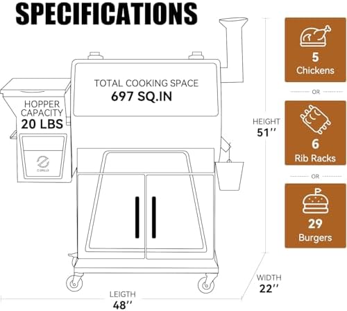 Z GRILLS 2025 Pellet Grill & Smoker with PID 3.0 Controller, Dual-walled Insulation, Meat Probes, Huge Storage, Hopper Clean-out including Grill Cover and More - Image 5