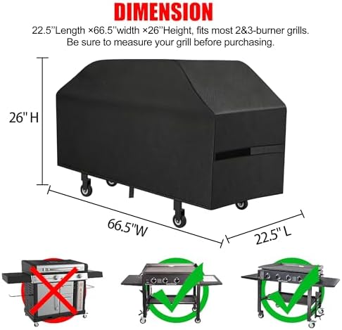 Griddle Cover, 28 Inch BBQ Gas Grill Cover with Hood for Blackstone Grill, Waterproof, Anti-Uv, Rip-Proof, Fade Resistant Material, Outdoor Griddle Cover with Hook-and-Loop Straps, Heavy Duty Black - Image 3
