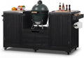 66.5" Outdoor Kitchen Island for Big Green Egg Grill, Solid Wood Outdoor Grill Cart for Tabletop Grill with Stainless Steel Top, Drawer, Compatible with Large Big Green Egg, Kamado Joe-Black by Andehomy