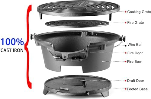 IronMaster Hibachi Grill, 100% Cast Iron, Tabletop Small Portable Charcoal Grill for Outdoor Camping - 2 Heights, Air Control, Coal Door, Ideal for 2 People - Image 5