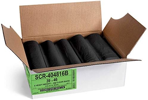 Aluf Plastics 45 Gal Black Trash Bags, 16 Micron (EQ.), 39" x 46" (250 Pk) - Image 2