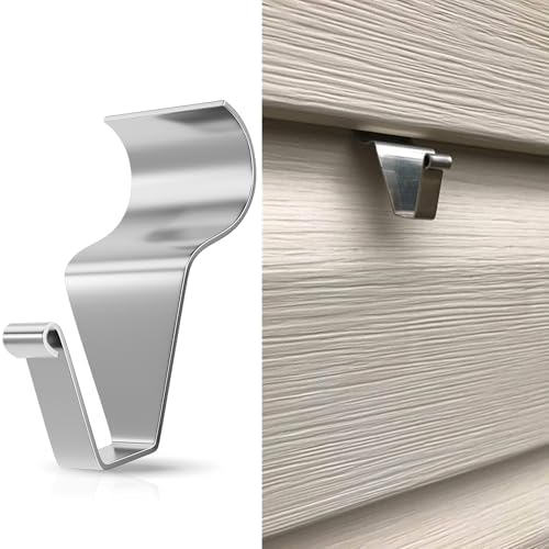 MIUKAA No-Hole Vinyl Siding Hooks, 4-Pack Stainless Steel Clips, 12lbs Load by MIUKAA