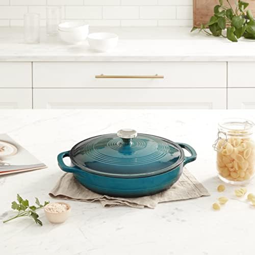 Lodge Essential Enamel Cast Iron Braiser, 3.6 Quart, Lagoon - Image 4