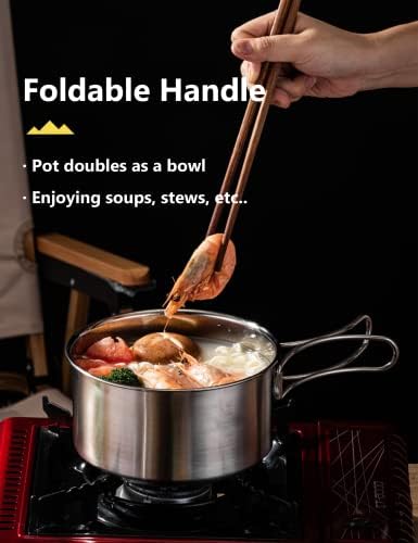 CompactKit Camping Cookware Set Stainless Steel Pots and Pan with Detachable Handle and Oxford Cloth Bag, for 4-8 Mess Kit with Utensils for Camp Kitchen, Picnic, BBQ, Traveling, Emergency - Image 5