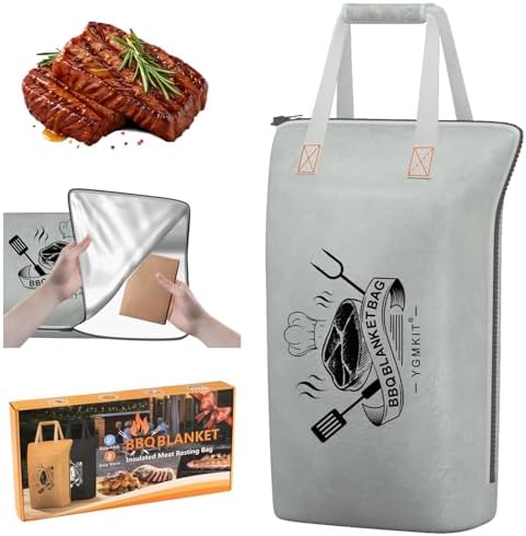 BBQ Blanket for Resting Meat,Barbecue Blanket for Resting Meat,21 Inch BBQ Blanket Meat Resting Bag,Reusable Smoker Grilling Meat Insulated Brisket Bag Grilling Gifts for Men(Gray-with Gift Box) by YGMkit