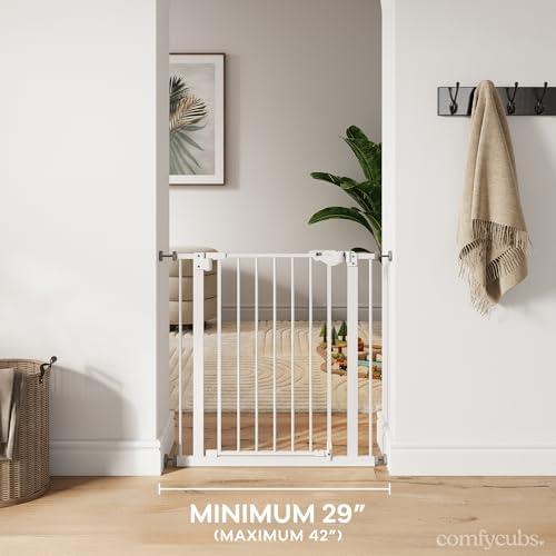 Comfy Cubs Baby Safety Gate Adjustable 42"x1.9"x30" White Pet Gate - Image 2