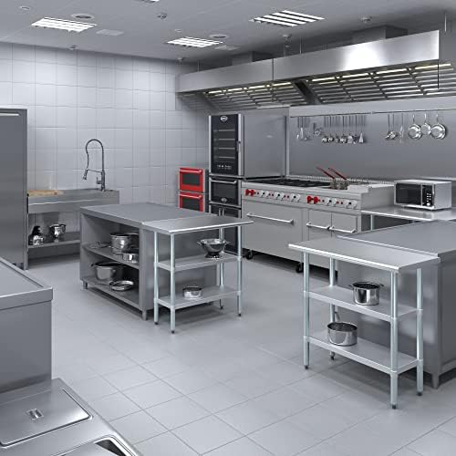 30" x 18" Stainless Steel Work Table with 2 Adjustable Undershelves NSF - Image 7
