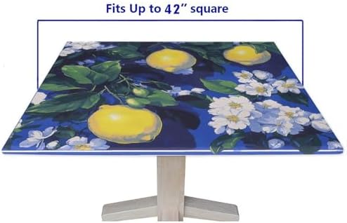 Elastic Tablecloth, Lemon and Tile Pattern Printed on Stain Resistant Square Fitted Tablecloth Table Cover, Great for Restaurants Family Events, Fit for 42" x 42" Square Tables - Image 5
