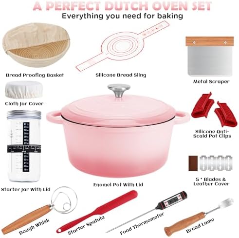 Enameled Cast Iron Dutch Oven Pot with Lid, 5QT Dutch Oven for Bread Baking - Image 2