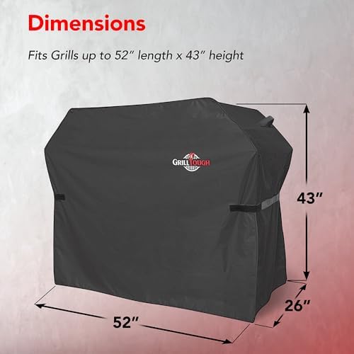 GrillTough Heavy Duty BBQ Grill Cover for Outdoor Grill, 52 Inch Charcoal - Image 2