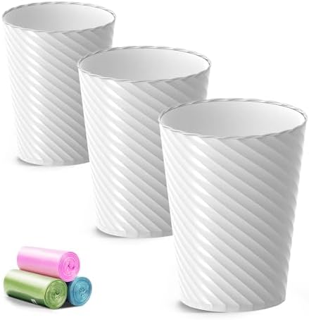 Lysam Bathroom Trash Can 3 Pack, 1.8 Gallon Small Trash Can with Trash Bags by Lysam
