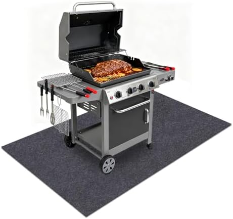 Gas Grill Mat，Premium BBQ Mat—Protects Decks and Patios from Grease Splashes,Soft Absorbent Material-Contains Grill Splatter，Anti-Slip and Waterproof Backing，Washable (36" x 36") by SEMPADA