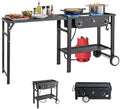 Bonnlo 2 Burner Propane Gas Stove with Work Station & Auto Ignition, 150,000 BTU Portable Camping Stove with Wheels & Regulator, Outdoor Propane Stove for Backyard Patio Cooking BBQ by Bonnlo