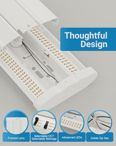 Sunco 4 Pack 4FT LED Shop Light Wraparound, Dual Selectable, 3CCT, 50-70W - Image 3